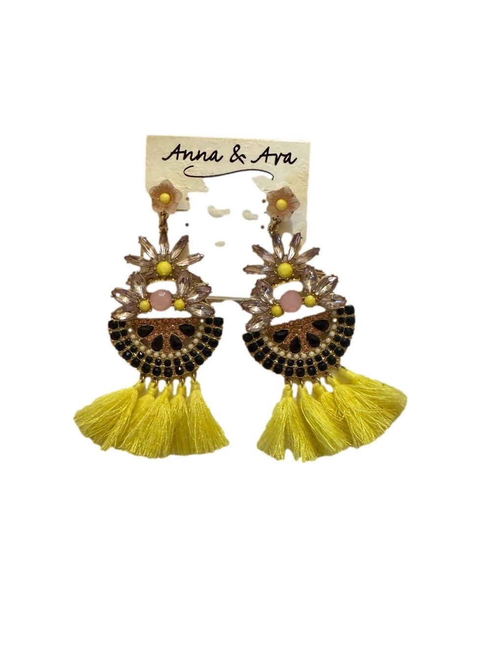 Anna & Ava Gold and Yellow Tassel Earrings